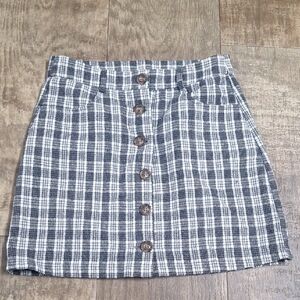 Plaid Button-Front Skirt